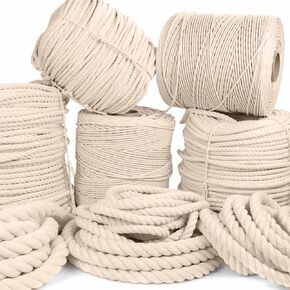 Rope and Cord White Twisted 100% Natural Cotton Rope – Lengths from 10’-600’ – 1"