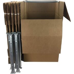 Amazon Basics Wardrobe Clothing Moving Boxes with Bar, 3 Pack, Brown, 20" x 20" x 34"