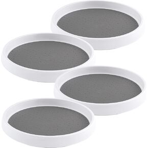10 Inch Lazy Susan - Non-Skid Turntable for Cabinet to Maximize Storage and Simplify Accessibility in Kitchen, Bathroom, and Pantry Spaces (Black | 4-Pack)