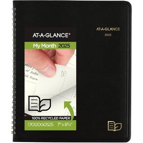 مخطط AT-A-GLANCE 2025، شهريًا، 7 بوصة × 8-3/4 بوصة، متوسط، معاد تدويره، أسود (70120G0525)