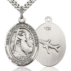 Men's St. Joseph of Cupertino Sterling Silver Medal + USA Made + Choose Chain