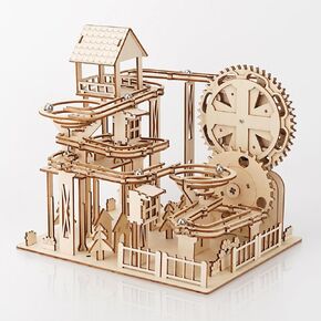3D wooden puzzle assembly, marble run track set, adult DIY construction kit, brain-teasing mechanical gear model, suitable for ages 14+ and above, a festive gift