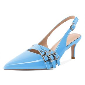 Eldof Women Slingback Heels Eyelet Buckle Strap Pointed Toe Slip On Kitten Heel Pumps Shoes Dressy 2.5 Inches in Saudi Arabia