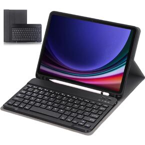 Keyboard Case for Samsung Galaxy Tab S9 11 Inch 2023, Slim Folio Cover Removable Detachable Bluetooth Keyboard with Pencil Holder for S9 SM-X710/X716B/X718U (Black)