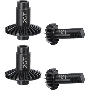 TRX4M Gear 4pcs 26/12T Steel Machined 1/18 RC Crawler Ring Gear Pinion Gear 26/12T Axle Differential Helical Gears for 1/18 RC Crawler TRX4M Upgrades accessories
