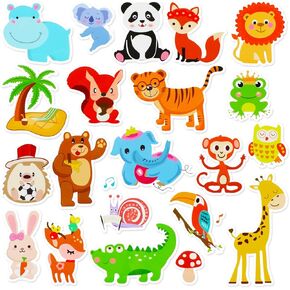 21Pcs Cute Animals Stickers, Waterproof Zoo Animals Decals, Removable Reusable Cartoon Stickers for Kids Adults Classroom Home Nursery Airplane Birthday Party Supplies Decorations in Kuwait