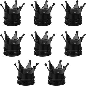8 Pcs Tire Valve Stem Cap, Crown Tire Valve Stem Caps, Tyre Valve Dust Caps, Crown Tire Wheel Stem Air Valve Caps (Black)