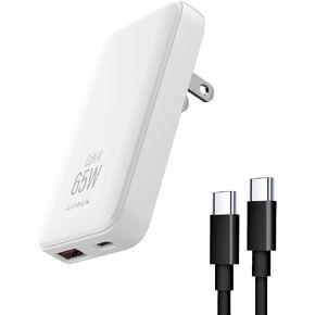65W GaN USB C Charger,2 Port Flat USB Wall Charger,flodable Plug for Travel, with PD3.0&PPS for MacBook,Laptops,Tablets,for iPhone,iPad Pro,S22,XPS