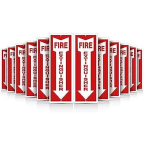 OLANZU Pack of 5 Fire Extinguisher Sign - 12"x 4" - 0.04 Inch Vinyl Fire Extinguisher Wall Signs with Arrow are not Easily Bend - UV Protected Fire Extinguisher Safety Sign For Indoors & Outdoors