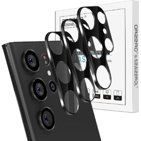 (3 Pack) Orzero Compatible for Samsung Galaxy S23 Ultra 5G Camera Lens Protector, Tempered Glass 9 Hardness HD Anti-Scratch Bubble-Free (Lifetime Replacement)