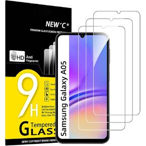 NEW'C [3 Pack Designed for Samsung Galaxy A05, A05s Screen Protector Tempered Glass,Case Friendly Scratch-proof, Bubble Free, Ultra Resistant