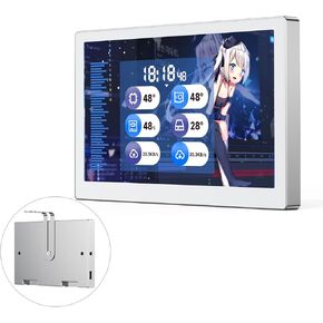 waveshare 5inch USB Monitor, PC Case Secondary Screen/Desktop RGB Ambient Screen, IPS Panel, 800×480 Resolution, with Music Spectrum Analysis Function, Type-C Interface, CNC Metal Case, Silver
