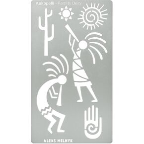 Aleks Melnyk No.434 Metal Stencil, Kokopelli Fertility Deity, Petroglyph Designs, Small Stencil, 1 PCS, Template for Wood Burning, Engraving, Crafting, Scrapbook, Art