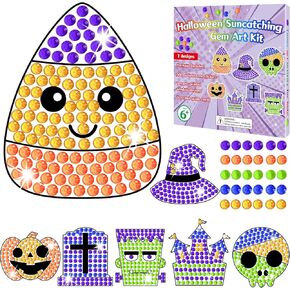 Qyeahkj 7pcs Easter Arts and Crafts Easter Egg Bunny Suncatchers Big Gem Diamond Painting for Kids Spring DIY Stained Glass Arts Crafts Gifts for Boys Girls Ages 4-8-12 Home School Window Decor
