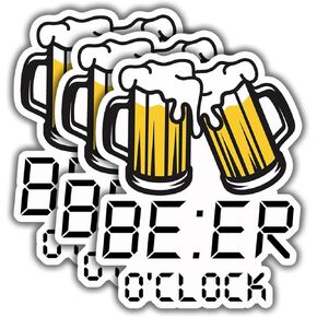 (3 قطع) ملصق Beer O'clock مضحك لعشاق مشروبات البيرة الساخرة لجهاز Kindle Laptop Water Bottle Phone Hard Hat ملصق من الفينيل - 2.2x3"