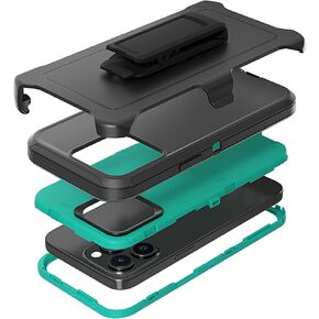 Compatible with iPhone 15 Pro Case, with Belt Clip Holster Heavy Duty Rugged Shockproof Full Body Protection Kickstand Cover for iPhone 15 Pro 6.1 inch Phone (Black)