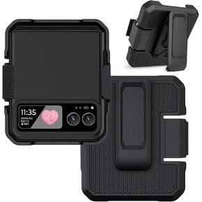 for Motorola Razr 2023 Case with Clip, [Not fit Razr Plus 2023] Motorola Razr 2023 Phone Case & Hard Shell Cover with Belt Hip Holster Rotating Clip for Motorola Razr 2023 Black