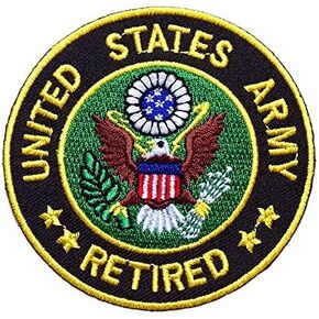 Army Retired Embroidered Iron On Patch Veteran Applique Military Airforce was Jacket Uniform Navy Badge