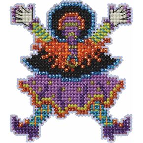 Mill Hill Splat Witch Beaded Counted Cross Stitch Ornament Kit 2024 Autumn Harvest MH182422 Multicolor, 3 x 3 Inches