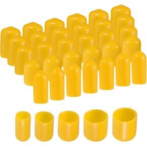 uxcell 50pcs Round Rubber End Caps 1/4" 3/8" 1/2" 5/8" 3/4" Black Vinyl Cover Screw Thread Protectors Assortment Kit