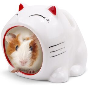 موئل الهامستر، مخبأ كوخ منزل الهامستر السيراميكي، ملحقات قفص مخبأ لعش الحيوانات الأليفة الصغيرة لجميع المواسم، أرنب سوري، جربيل تشيشيلا، قنفذ السكر، جربيل، جرذ، 1 حزمة (برتقالي) in Kuwait