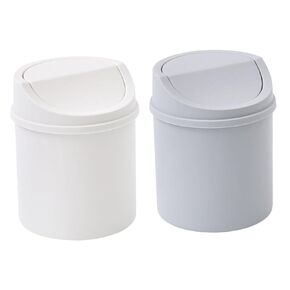 2pcs Garbage Can Office Trash Basket Bins Garbage Bin Trashcan for Your Desk Trashcan for Table Small Dust Bin Kids Litter Pail Study Trash Bucket Gray Push Plastic Trash Can Mini