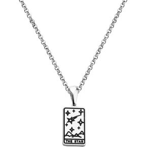 Tarot Card Pendant Necklace Silver Tag Necklace Mystic Jewelry