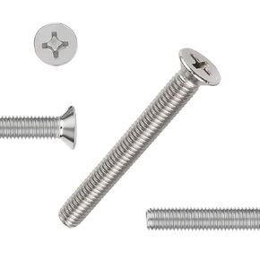QISHENG 100 PCS Black Head #10-24X2 Stainless Steel Phillips Flat Head Machine Screws,DIY,Repair,Install Furniture and Electrical Appliances Screws,Stainless Steel 18-8 A2(304) Screw