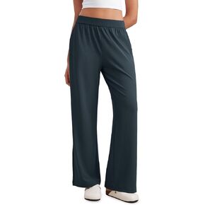 CRZ YOGA Comfy Ribbed Sweatpants Women 30.5'' Wide Leg Casual Lounge Travel Pants with Pockets