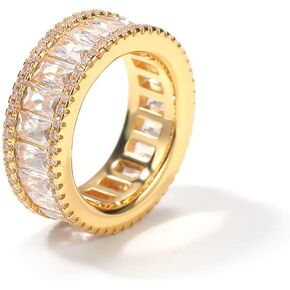 Men's Halo Ring Square Crystal Zircon Ring 14k Gold/White Gold 5A+ Cubic Zirconia Anniversary Engagement Ring Size 7-10