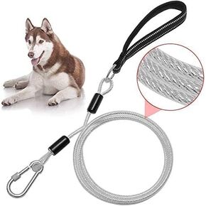 Mihachi 6ft Dog Leash Chew Proof - Sturdy Reflective Cable Lead with Padded Handle & Rock Climbers Carabiner for Small Medium Large Dogs Outdoor Walking, Climbing, Training