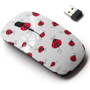 2.4G Wireless Mouse with Cute Pattern Design for All Laptops and Desktops with Nano Receiver - Ladybug Simple