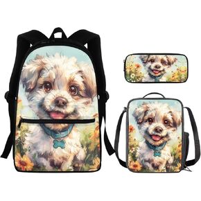 Axolotl Backpacks for Teen Girls with Lunch Box Cute Bookbags Aesthetic with Cherry Blossom Print Large Capacity Bookpack 3 in 1 Set for Teens Elementary Middle High School Students