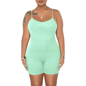 Hafailia Women's Summer Casual Bodycon Rompers Sleeveless Spaghetti Strap One Piece Jumpsuit Outfits