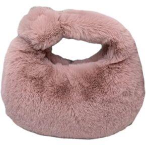 XPONNI Fuzzy Dumpling Bag, Cute Fluffy Bags Y2k, Cute Mini Handbags, Faux Fur Bag with Zipper, Soft Knotted Bag in Kuwait