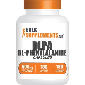 BulkSupplements.com DL-Phenylalanine Capsules - DLPA Capsules, DL-Phenylalanine 500mg - DLPA Supplements, Gluten Free - 2 Capsules per Serving, 240 Capsules (Pack of 1)