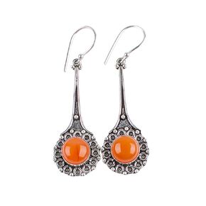 Handmade Oxidised 925 Sterling Silver Round Gemstone Earrings Stylish and Designer All Occasion Jewelry for Women (African Amethyst)
