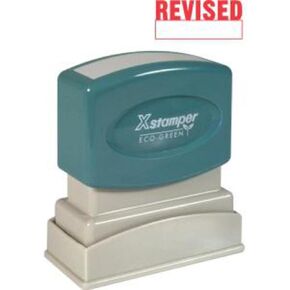 Xstamper One-Color Title Message Stamp, Revised, Pre-Inked/Re-Inkable, Red (1219)