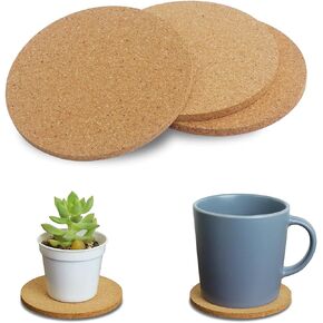 3Pcs Coasters for Drinks, Tivnhuils Cork Coasters for Drink, 3.9 inch Plant Cork Coasters Set for Cup and Plant