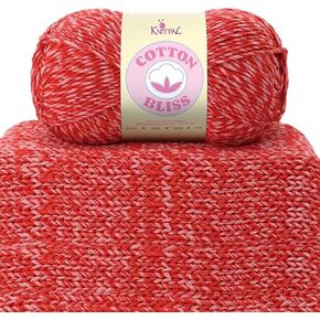 KnitPal Cotton Bliss، مزيج القطن الناعم الحليبي، الوزن الصوفي #4، 4 كرات في كل عبوة (640 ياردة/400 جم) - (شوكولاتة بيضاء)