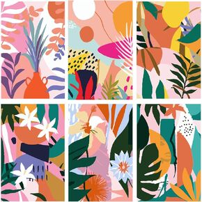 JYLMOOD 6 Pack Paint by Number for Adult Kits, DIY Flower Acrylic Oil Painting Kits for Adults Kids Beginners for Home Wall Decor 8X12 Inch