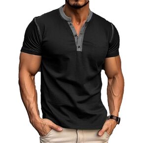 HARGLESMAN Men's Short Sleeve Athletic Henley Shirt