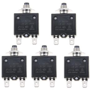5PCS 125-250V AC 50V DC Push Button L1 Series Manual Reset Thermal Circuit Breaker 10A
