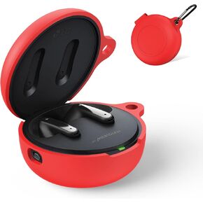WQNIDE Case for LG Tone Free FP9/T90/FP9W/FP9E Silicone Cover Protective case Scratchproof/Shockproof/Waterproof for LG Tone Free True Wireless Bluetooth Earbuds Accessories with Keychain (Black)