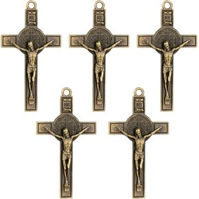سانت بنديكت طرد الأرواح الشريرة الصليب الصليب قلادة DIY بها بنفسك عقد خرز Chaplet جزء صنع المجوهرات الاكسسوارات السحر 5 قطعة السائبة