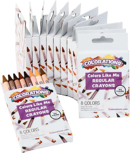 Colors Like me Crayons, 8 Colors, Regular Size, 12 Packs of an Assortment of 8 Realistic Skin Tones per Pack, Easy for Small Hands to Grasp and Apply in Saudi Arabia