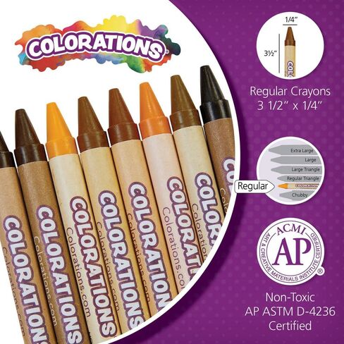 Colors Like me Crayons, 8 Colors, Regular Size, 12 Packs of an Assortment of 8 Realistic Skin Tones per Pack, Easy for Small Hands to Grasp and Apply in Saudi Arabia