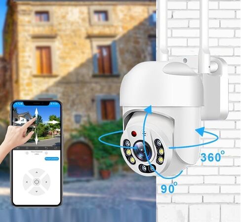 3MP Security Camera Outdoor WiFi Bullet Surveillance Cameras 360° View, Surveillance Cameras with Motion Detection,Waterproof Full Color Night Vision in Kuwait