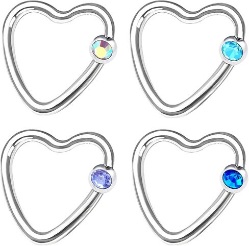4 قطعة القلب الصلب 16 جرام الأسير الحاجز الدائري ثقب المجوهرات الزنمة الأنف الحاجز الحاجب الغضروف 3 مللي متر كريستال الكرة المزيد من الخيارات in Kuwait