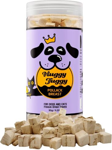 Freeze Dried Treats Pollack Fish for Dog and Cat - Natural Single Ingredient, Pet Food Pet Treat High Protein - No Fillers, Preservatives, or Additives, Gluten and Grain Free - 3.35 Oz in Saudi Arabia